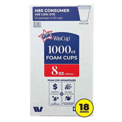 Wincup foam cups - wincup, 8-oz.foam
