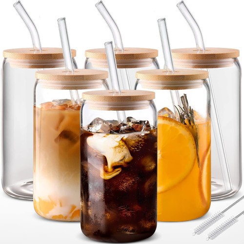 Glass cups with bamboo lids - with,