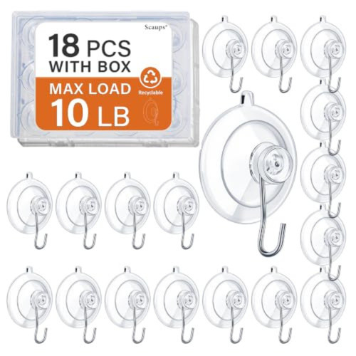 Pack suction cups hooks - 18,