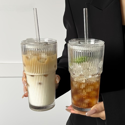 Large ribbed glass iced - large,